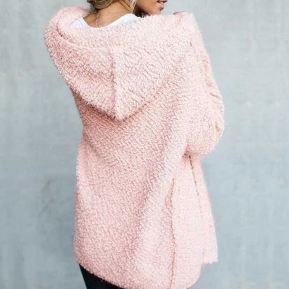 Light Pink Hoodied Cardigan popcorn ultra soft - Picture 2 of 4